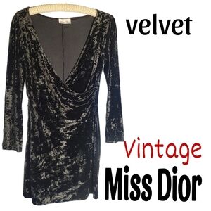 Vintage Miss Dior Black Velvet Mini Dress 1970s?